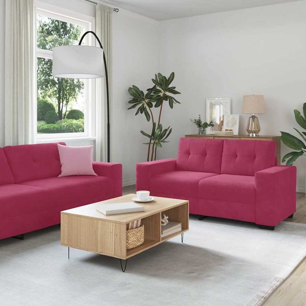 vidaXL Sada pohoviek 3 pcs Vetrná červená 221 x 80 x 80 cm Zamat