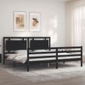 vidaXL Posteľný rám s čelom čierny 200x200 cm masívne drevo