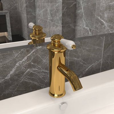 vidaXL Kúpelňová vodovodná batéria zlatá 130x180 mm