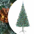 vidaXL Umelý vianočný stromček s 300 LED-i Zelená 210 cm PVC a oceľ