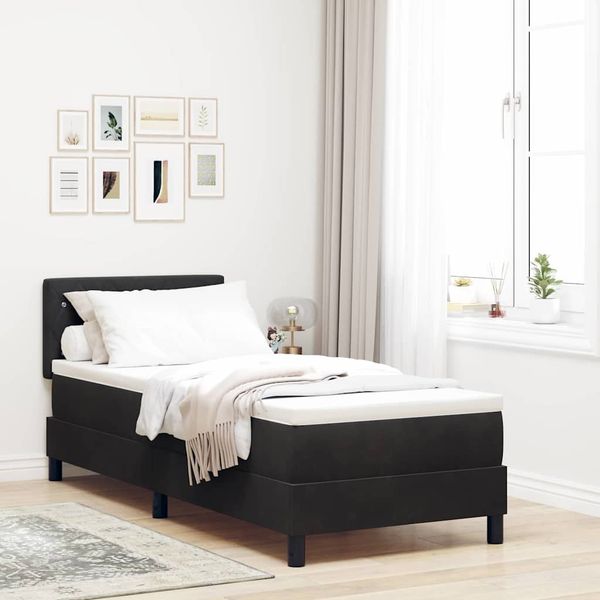 vidaXL Posteľ s pružinovým rámom s matracmi Čierna 80 x 200 cm Zamat