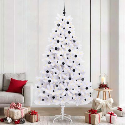 vidaXL Umelý Sklápací Vianočný Stromček Biela 240 cm PVC a oceľ