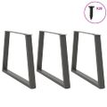 vidaXL Nohy k jedálenskému stolu v tvare V, 3 ks, antracitové, 100 x (72-73,3) cm, oceľ