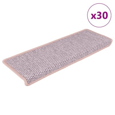 vidaXL Samolepiace nášľapy na schody sisal 30 ks 65x21x4 cm ružová