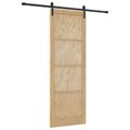 vidaXL Posuvné dvere 83 x 232 cm Borovicový masív Prírodná a čierna
