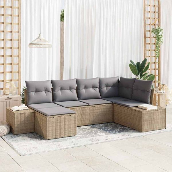 vidaXL Súprava záhradných pohoviek 6 pcs Béžová a šedá polyratan