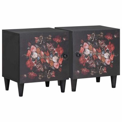 vidaXL Nočný stolík so zásuvkou 2 pcs Čierna 40 x 33 x 46 cm