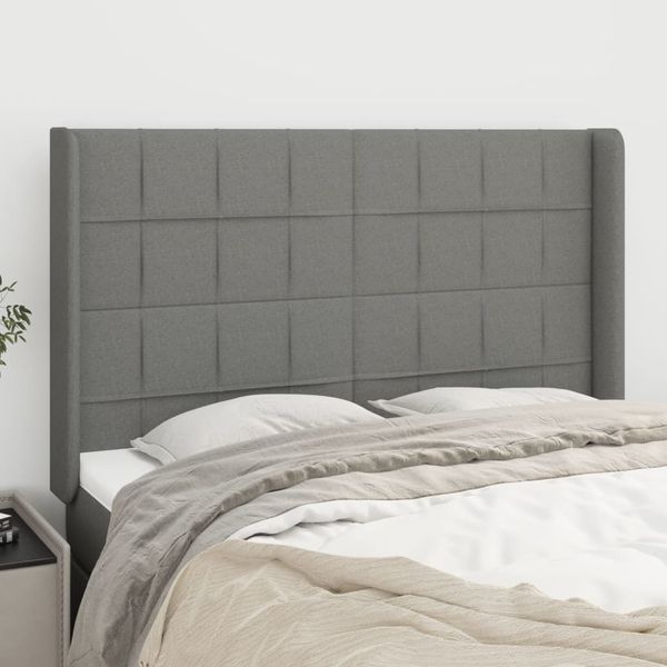 vidaXL Čelo postele so záhybmi tmavosivé 147x16x118/128 cm látka