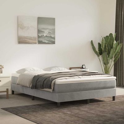 vidaXL Posteľný rám s boxspringom bledosivý 140x190 cm zamat