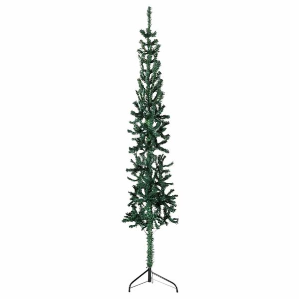 vidaXL Úzky umelý vianočný polovičný stromček a podstavec zelený 180cm