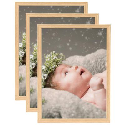 vidaXL Fotorámiky na stôl, koláž 3 ks, svetlý dub 15x21 cm