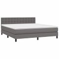 vidaXL Boxspring posteľ s matracom a LED sivá 160x200 cm umelá koža