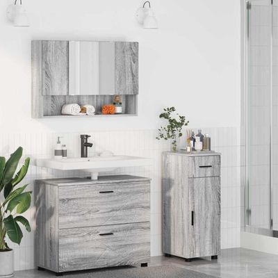 vidaXL Sada kúpeľňového nábytku 3 ks Sivý Sonoma