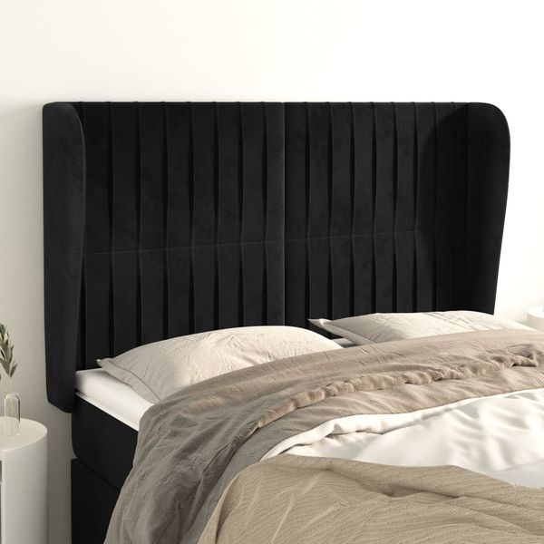 vidaXL Čelo postele so záhybmi čierne 147x23x118/128 cm zamat