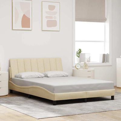 vidaXL Rám postele bez matraca Hanko krémová 120x200 cm látka