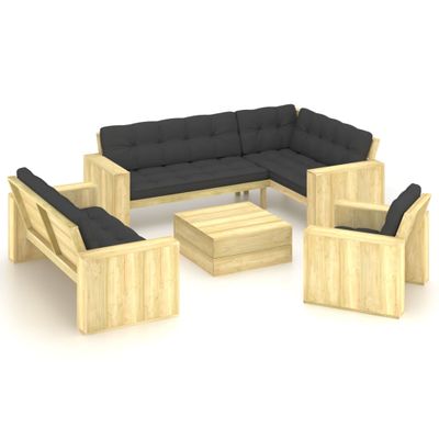 vidaXL 4-dielny záhradný sedací set s podložkami impregnovaná borovica