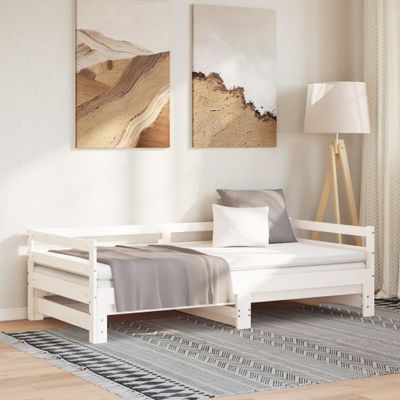 vidaXL Rozkladacia denná posteľ bez matraca, biela, 90x190 cm