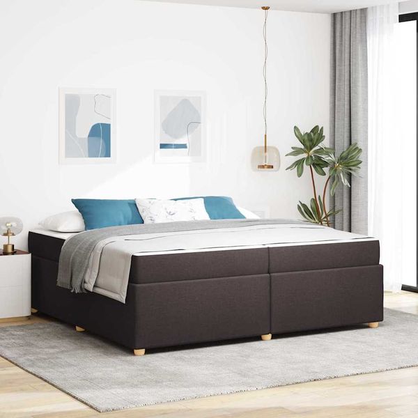 vidaXL Rám postele s matracmi Tmavohnedá 200 x 200 cm látka