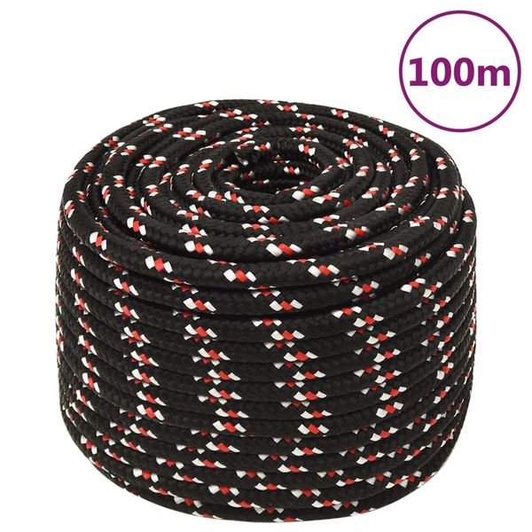 vidaXL Lodné lano čierne 12 mm 100 m polypropylén