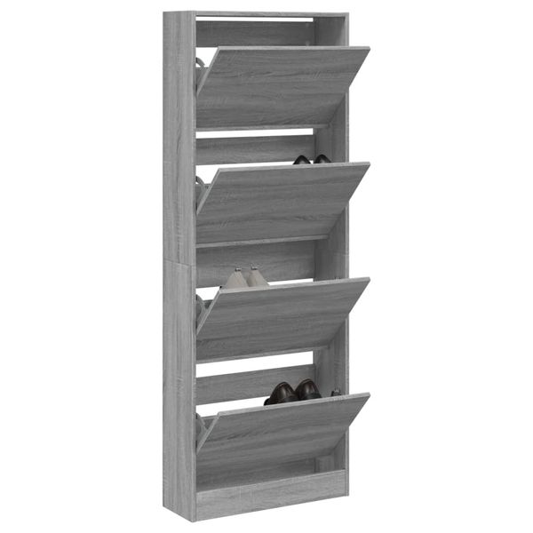 vidaXL Botník sivý dub sonoma 60x21x163,5 cm kompozitné drevo
