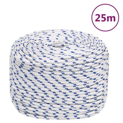 vidaXL Lodné lano biele 10 mm 25 m polypropylén