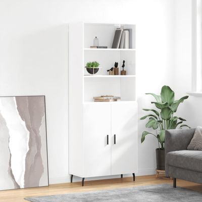 vidaXL Vysoká skrinka lesklá biela 69,5x34x180 cm spracované drevo