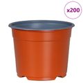 vidaXL Kulatý kvetináč 200 ks Tehlová Ø 10 x 8 cm Plast