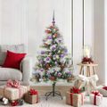 vidaXL Umelý vianočný stromček Zelená a biela 150 cm PVC, kov a plast