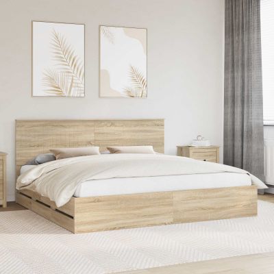 vidaXL Rám postele Sonoma dub 200 x 200 cm Inžinierske drevo