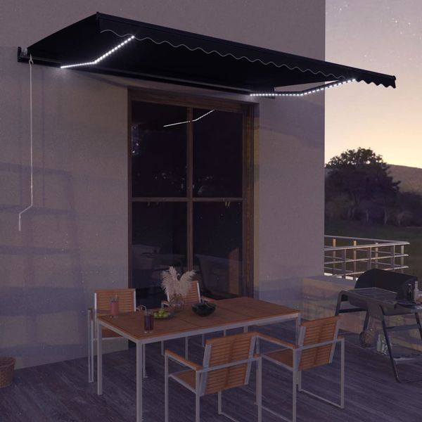 vidaXL Ručne zaťahovacia markíza s LED antracitová 600x300 cm
