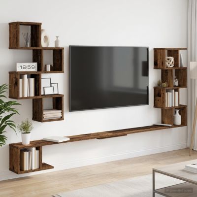 vidaXL Nástenná polica na TV Staré drevo 160 x 15 x 94 cm