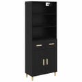 vidaXL Highboard Čierny dub 69,5 x 32,5 x 180 cm Kompozitné drevo