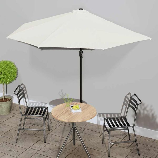 vidaXL Balkónový slnečník, hliníková tyč, pieskový 300x155 cm, polkruh