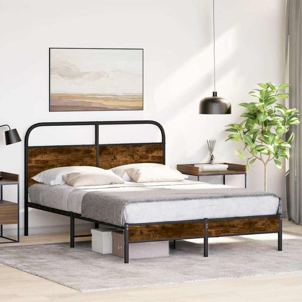 vidaXL Posteľný rám bez matraca 120x190 cm dymový dub borovicový masív