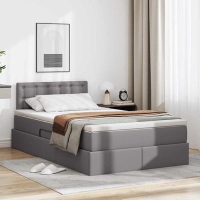 vidaXL Postel s úložným prostorem a matrací Sivá 120 x 190 cm