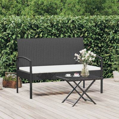 vidaXL Záhradná lavička s vankúšmi čierna 105 cm polyratan