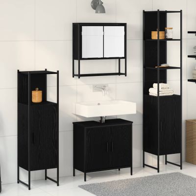 vidaXL Sada kúpeľňového nábytku 4 pcs Čierna Kompozitné drevo