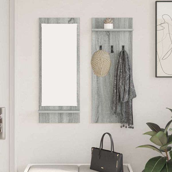vidaXL Vešiak na stenu Sivý Sonoma 70 x 10 x 90 cm Kompozitné drevo