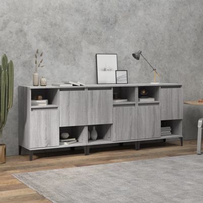 vidaXL Komody 3 ks sivý dub sonoma 60x35x70 cm kompozitné drevo