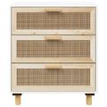 vidaXL Komoda biela 60x30x70 cm masívna borovica a prírodný ratan
