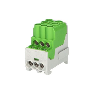 Blok na rozdelenie fází UVB 100 PE, 1pól., 101A, AL/CU, 1000V, zelený, na DIN