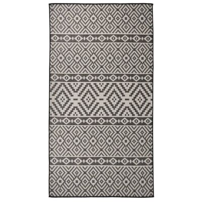 vidaXL Vonkajší koberec s plochým tkaním 80x150 cm čierny pruhovaný