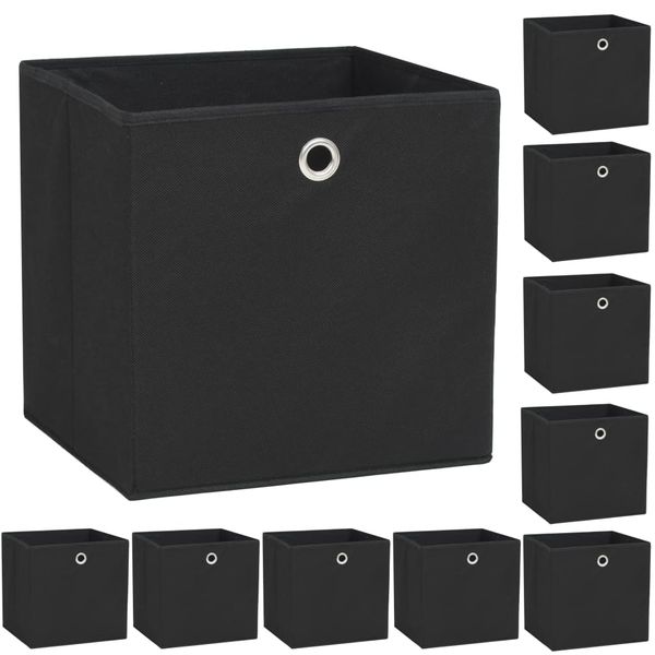 vidaXL Úložné boxy, 10 ks, netkaná textília, 32x32x32 cm, čierne