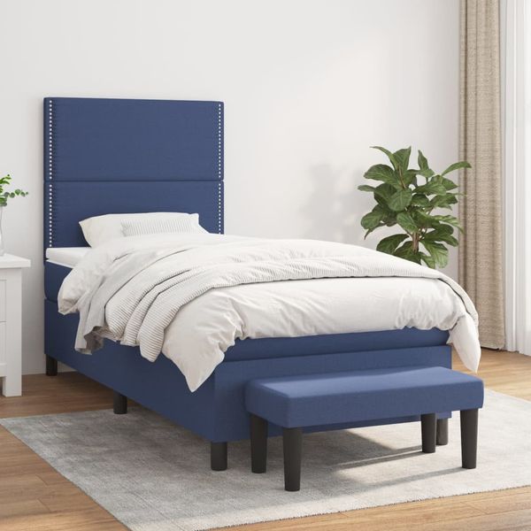 vidaXL Boxspring posteľ s matracom modrá 100x200 cm látka