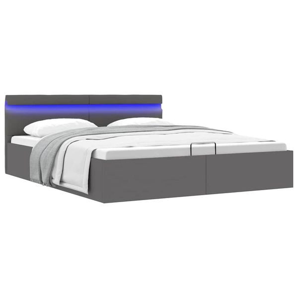 vidaXL Hydraulický posteľný rám+úložný priestor, LED, 160x200 cm