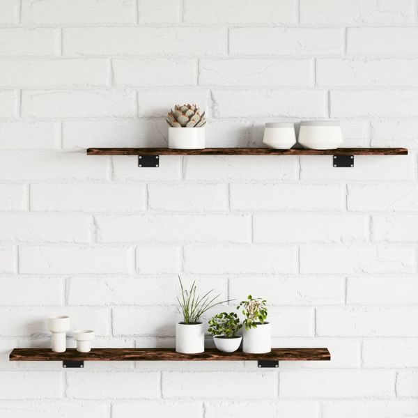 vidaXL Nástenné police 4 ks dymový dub 80x10x1,5 cm kompozitné drevo