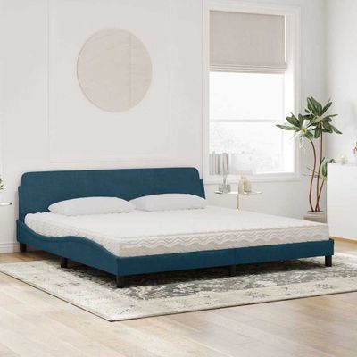 vidaXL Posteľ s matracom Dover modrý 200x200 cm zamat