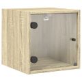 vidaXL Nočné skrinky so sklenenými dverami 2 ks dub sonoma 35x37x35 cm