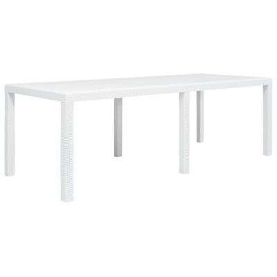 vidaXL Záhradný stôl biely 220x90x72 cm plastový s ratanovým vzhľadom