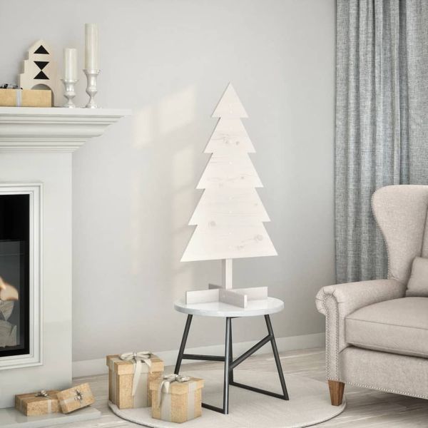 vidaXL Drevený vianočný stromček biely 100 cm masívna borovica